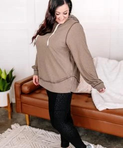 No Ship Drop Ship Inside Job Side Zip Hoodie In Taupe