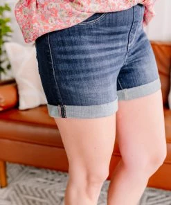 No Ship Drop Ship Apparel Pull A Fast One Judy Blue Jean Jegging Shorts