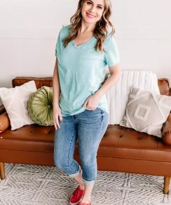 No Ship Drop Ship Apparel Take A Trip With Me Acid Wash Tee In Turquoise