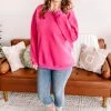 No Ship Drop Ship Apparel Get Fleeced Crewneck Sweatshirt In Fuchsia