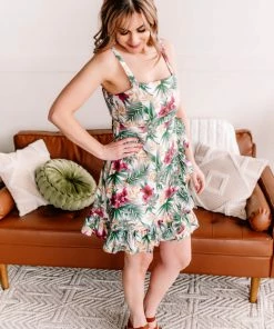 No Ship Drop Ship Fantasy Island Tropical Print Dress 18 No Ship Drop Ship Fantasy Island Tropical Print Dress