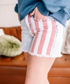 No Ship Drop Ship GHG- Shop Singles Courtesy Of My Red, White And Blue Judy Blue Shorts (GHG-S)