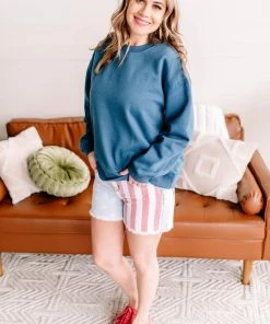 No Ship Drop Ship Apparel Get Fleeced Crewneck Sweatshirt In Harbor