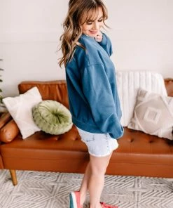 No Ship Drop Ship Apparel Get Fleeced Crewneck Sweatshirt In Harbor