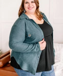 No Ship Drop Ship Apparel Brush Your Cares Away Button Up Top In Hunter Green