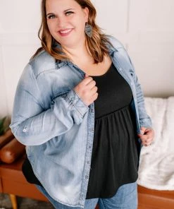 No Ship Drop Ship Worn Around The Edges Top In Denim