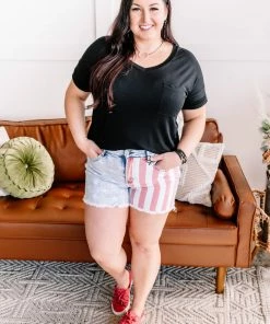 No Ship Drop Ship GHG- Shop Singles Courtesy Of My Red, White And Blue Judy Blue Shorts (GHG-S)