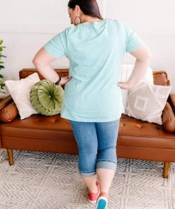 No Ship Drop Ship Apparel Take A Trip With Me Acid Wash Tee In Turquoise