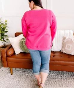 No Ship Drop Ship Apparel Get Fleeced Crewneck Sweatshirt In Fuchsia