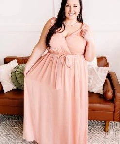 No Ship Drop Ship Surplice It To Say Apricot Maxi Dress Apparel