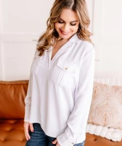 No Ship Drop Ship Hot Under The Collar Top In White Apparel