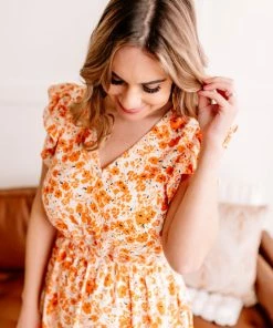 No Ship Drop Ship Apparel Dawn Of A New Day Orange Floral Dress 12 No Ship Drop Ship Apparel Dawn Of A New Day Orange Floral Dress