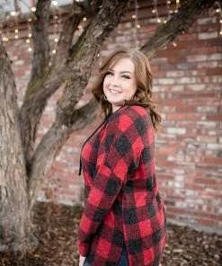 No Ship Drop Ship Plaid Tidings Lace Up Top