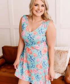 No Ship Drop Ship That Figures A-Line Floral Dress (GHG-S)