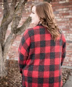 No Ship Drop Ship Plaid Tidings Lace Up Top