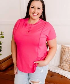 No Ship Drop Ship Decorate My World Button Top In Pink