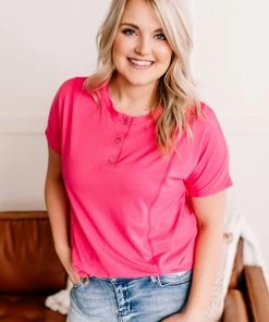 No Ship Drop Ship Decorate My World Button Top In Pink