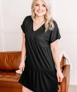 No Ship Drop Ship Be Original Black Tiered Dress (GHG-S)