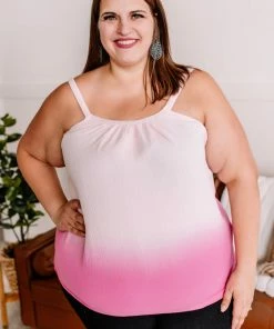 No Ship Drop Ship True Colors Ombre And Lace Tank In Pink Apparel