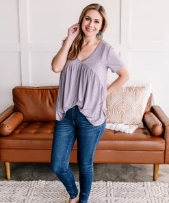 No Ship Drop Ship Make Good Choices Bamboo Babydoll Top In Dusty Lavender Apparel