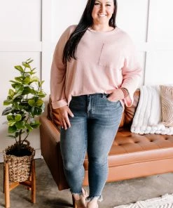 No Ship Drop Ship Cozy Train Sweater Knit Top In Light Pink