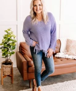 No Ship Drop Ship Apparel Cheap Frills Frayed V Neck Sweater In Lavender 10 No Ship Drop Ship Apparel Cheap Frills Frayed V Neck Sweater In Lavender