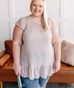 No Ship Drop Ship Apparel Key To Success Crochet Tunic Top In Oatmeal