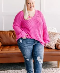 No Ship Drop Ship Because Of You V Neck Knit Sweater In Pink 12 No Ship Drop Ship Because Of You V Neck Knit Sweater In Pink