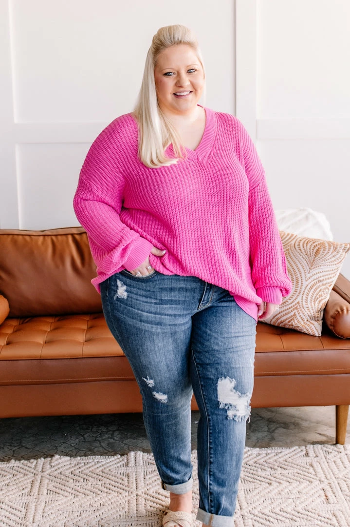 No Ship Drop Ship Because Of You V Neck Knit Sweater In Pink 5 No Ship Drop Ship Because Of You V Neck Knit Sweater In Pink