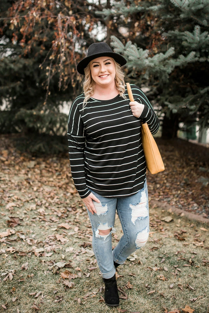 No Ship Drop Ship Seize The Moment Black Lace Striped Top 3 No Ship Drop Ship Seize The Moment Black Lace Striped Top