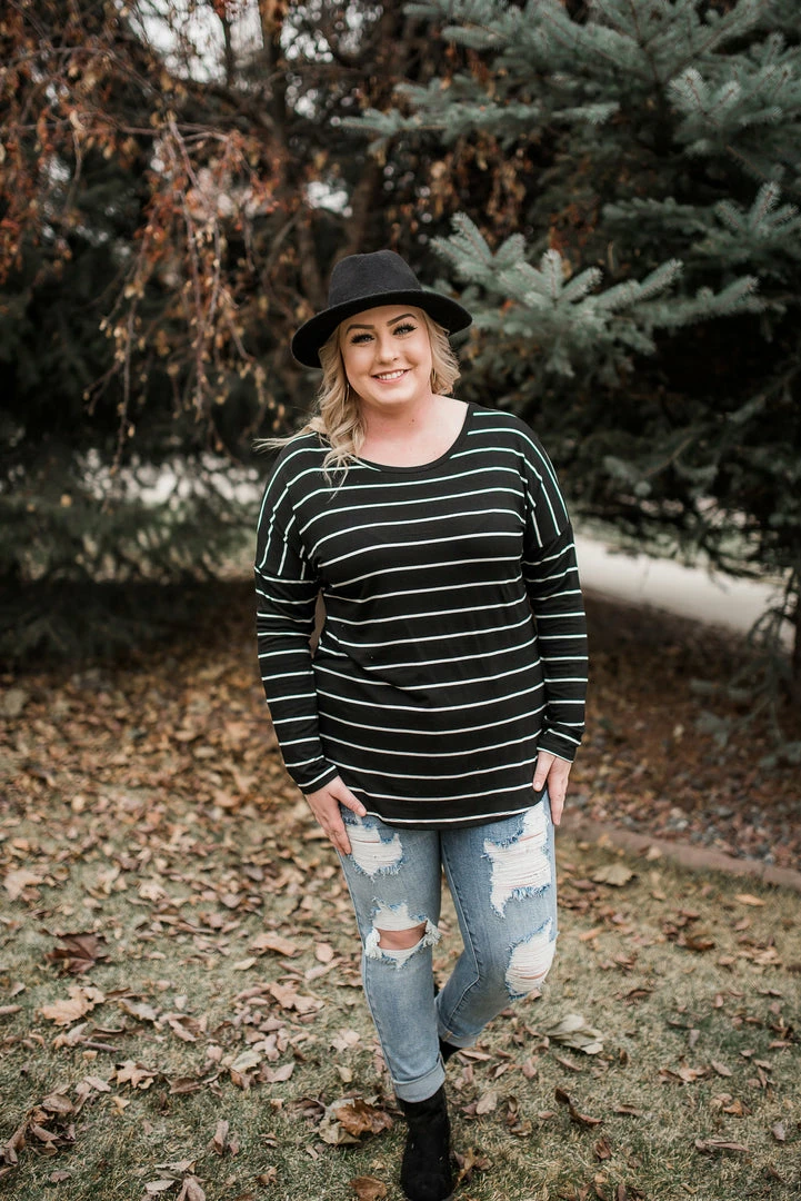 No Ship Drop Ship Seize The Moment Black Lace Striped Top 4 No Ship Drop Ship Seize The Moment Black Lace Striped Top