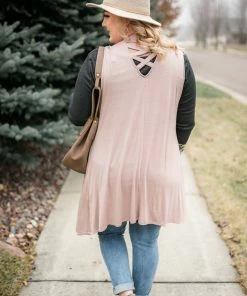 No Ship Drop Ship Life Of The Party Sleeveless Cardigan In Shimmering Mauve