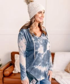 No Ship Drop Ship Apparel Nowhere To Hide Tie Dye Top In Vintage Blue