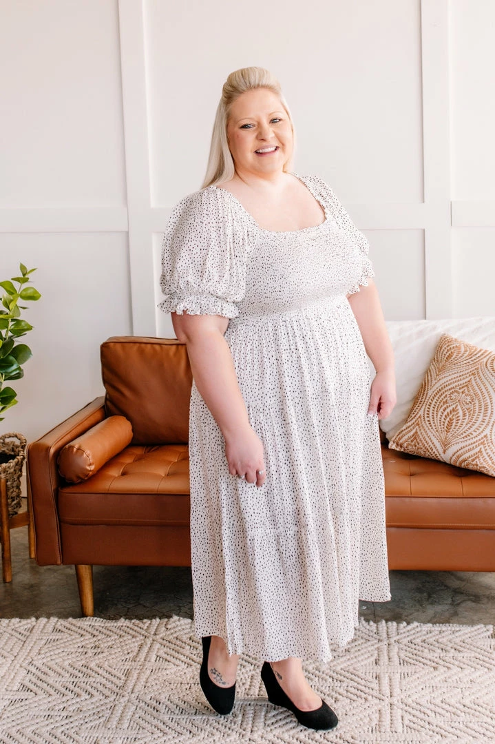 No Ship Drop Ship The Best Of Me Smocked Midi Dress In Black & Ivory (GHG-S) 11 No Ship Drop Ship The Best Of Me Smocked Midi Dress In Black & Ivory (GHG-S)