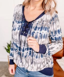 No Ship Drop Ship Apparel Making Waves Lace Up Top