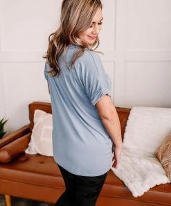 No Ship Drop Ship Pocketful Of Basics In Iced Blue Apparel