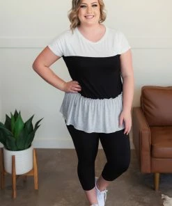 No Ship Drop Ship Apparel Bend The Rules Top In Ivory And Black