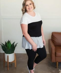 No Ship Drop Ship Apparel Bend The Rules Top In Ivory And Black