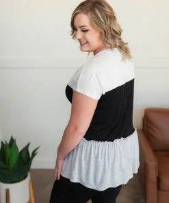 No Ship Drop Ship Apparel Bend The Rules Top In Ivory And Black