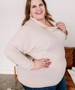 No Ship Drop Ship Just Warming Up Soft Terry Top In Taupe Apparel