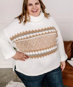 No Ship Drop Ship Necks In Line Knit Sweater In Snow Day Apparel