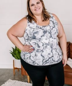 No Ship Drop Ship Apparel Cloudy Days Tie Dye Gray And White Tank Top