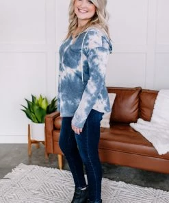 No Ship Drop Ship Apparel Nowhere To Hide Tie Dye Top In Vintage Blue