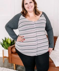 No Ship Drop Ship Apparel Stay Frosty Striped Raglan Knit Top