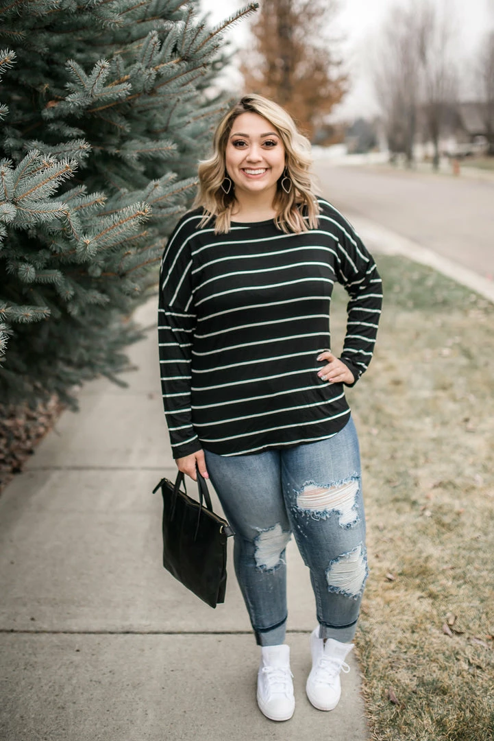 No Ship Drop Ship Seize The Moment Black Lace Striped Top 5 No Ship Drop Ship Seize The Moment Black Lace Striped Top