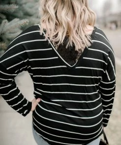 No Ship Drop Ship Seize The Moment Black Lace Striped Top 13 No Ship Drop Ship Seize The Moment Black Lace Striped Top