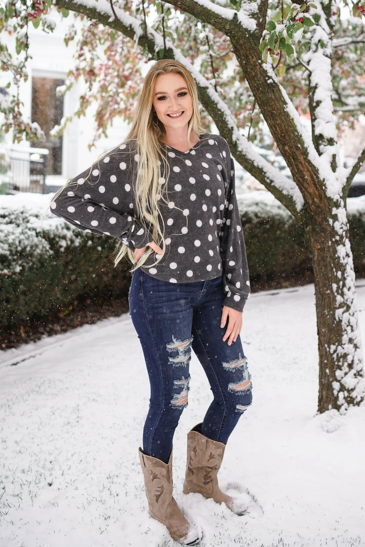 No Ship Drop Ship Positively Glacial Polka Dot Fleece Top 6 No Ship Drop Ship Positively Glacial Polka Dot Fleece Top