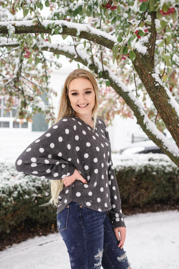 No Ship Drop Ship Positively Glacial Polka Dot Fleece Top 7 No Ship Drop Ship Positively Glacial Polka Dot Fleece Top