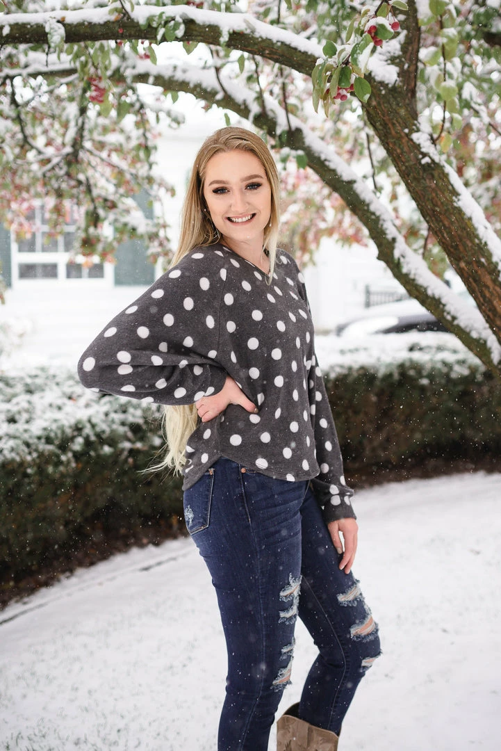 No Ship Drop Ship Positively Glacial Polka Dot Fleece Top 8 No Ship Drop Ship Positively Glacial Polka Dot Fleece Top