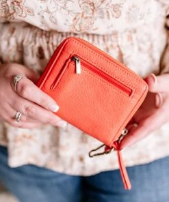 No Ship Drop Ship Apparel Joy Susan Mini Pixie Wallet In Coral